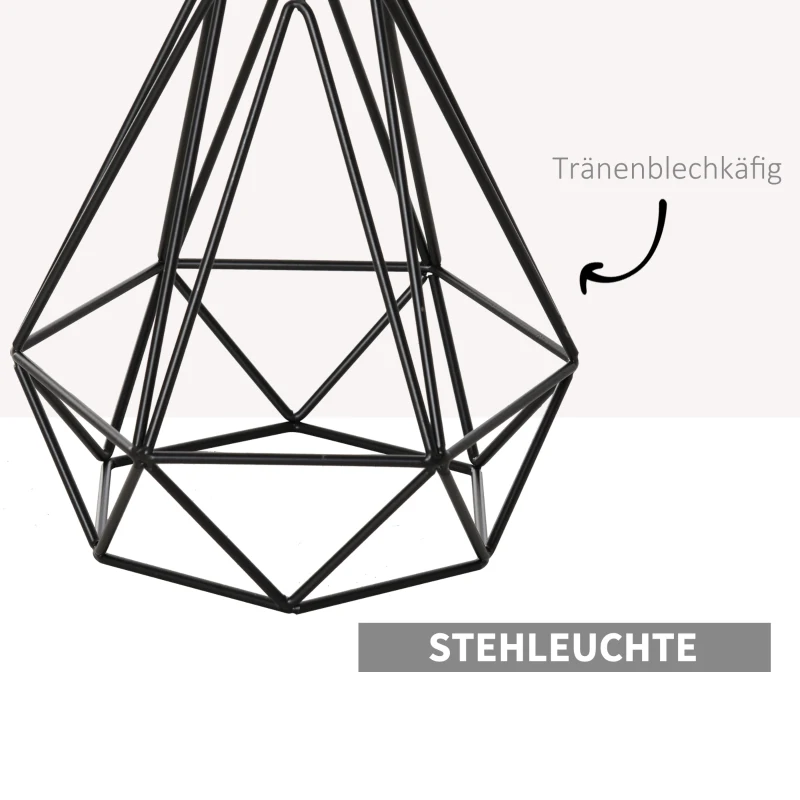 HOMCOM Stehlampe Industriestil Standleuchte Stehleuchte Sockel E27 für Schlafzimmer Esszimmer Stahl Marmor Schwarz Ø25 x 152H cm