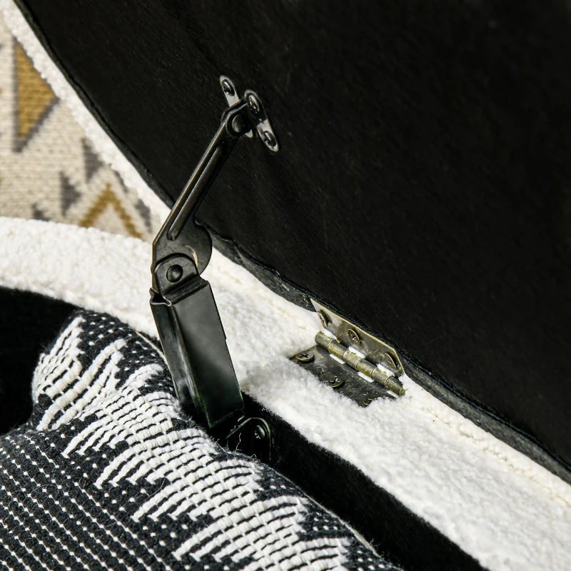 HOMCOM Bettbank, Stauraum, Teddy-Fleece, 116x41x40,5cm, Cremeweiß