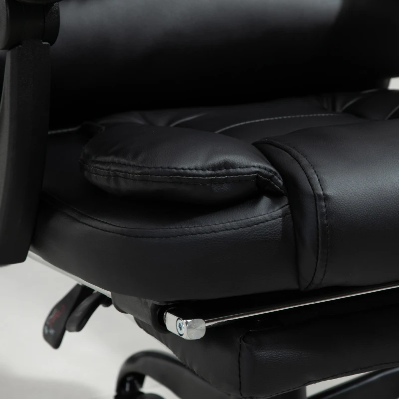 Vinsetto Silla de Oficina con 7 Puntos de Masaje con Reposapiés Retráctil Altura Ajustable Control Remoto y Tejido de PU Negro(m-9)
