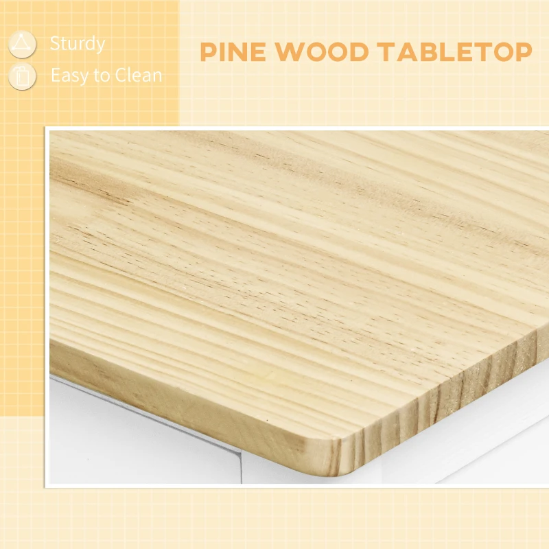 HOMCOM Kitchen Storage Trolley Cart Cupboard Rolling Wheels Shelves Cabinet Island W/ Drawers Towel Rail Wine Glass Rack Pine Wood Worktop  White