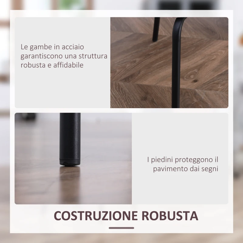 HOMCOM Set di 2 Sedie da Pranzo in Tessuto Imbottite e Impilabili con Gambe in Acciaio, Rosa