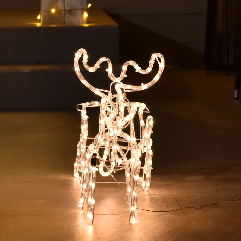 Outsunny Renne et traîneau lumineux de Noël avec 192 LED, décoration de Noël lumineuse pour intérieur et extérieur pelouse jardin