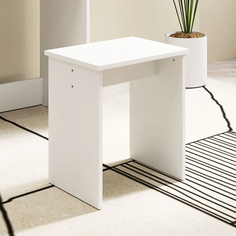 HOMCOM Set Toeletta da Trucco con Tavolino e Sgabello, Specchio e Ripiani in Legno, Bianco