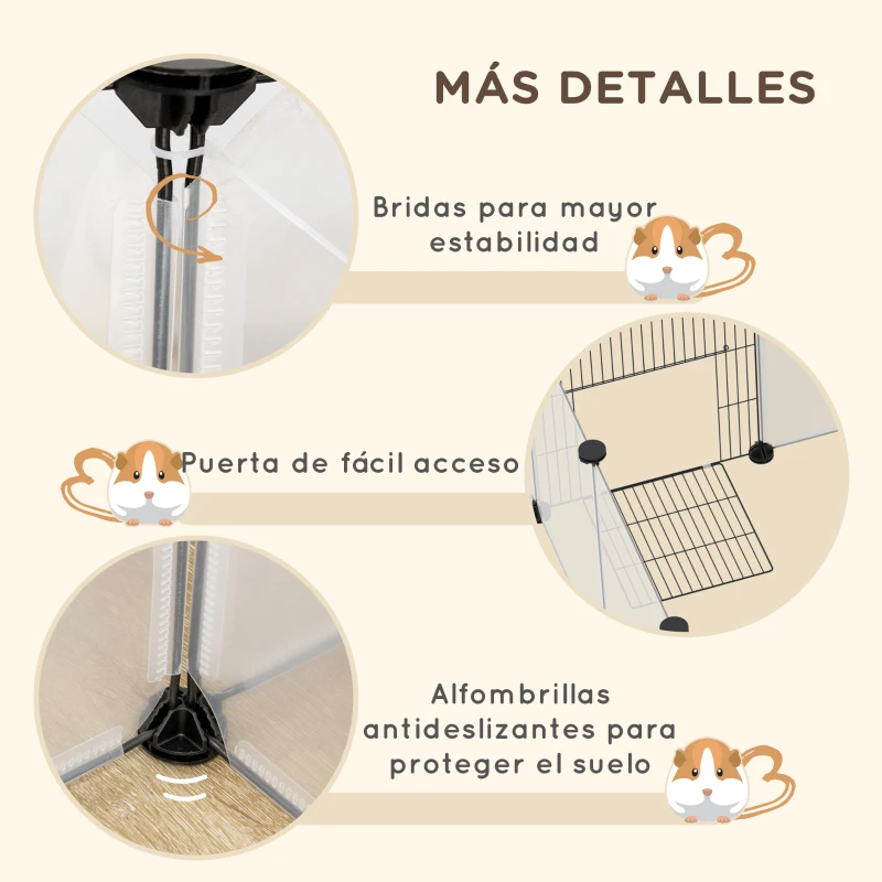 PawHut Valla para Mascotas DIY con 20 Paneles Parque para Animales Pequeños Jaula Modular para Cobayas 175x70x45 cm Blanco