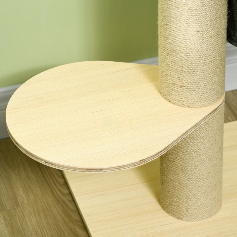 PawHut Kratzbaum, mit Liegeplattform, Sitzplattform, Hängematte, Liegekissen, 50 x 50 x 114 cm