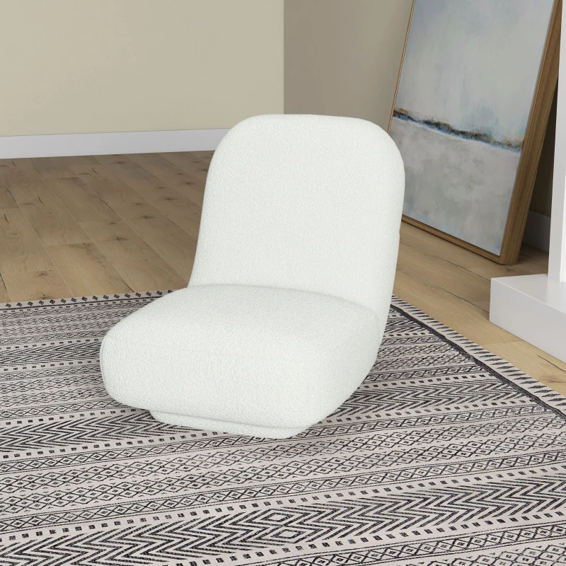 HOMCOM Bodensessel, Sessel, Lammwolle-Optik, kompaktes Format,  Weiß