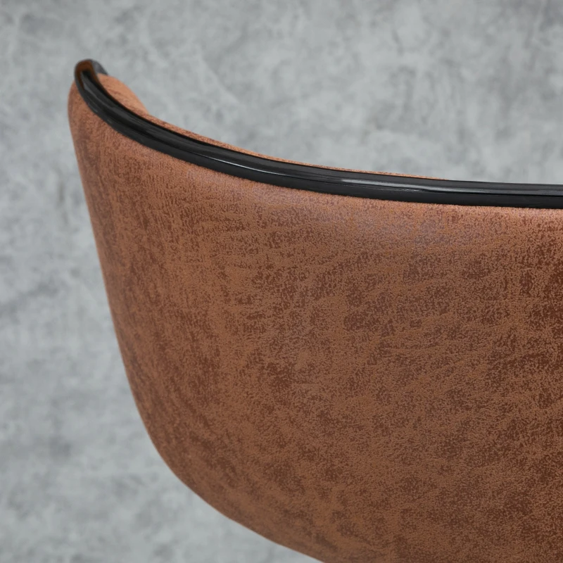 HOMCOM Adjustable Bar Stools Set of 2, Swivel Leathaire Upholstered Barstools with Large Seat, Breakfast Bar Chairs with Back, Footrest and Steel Base, Brown