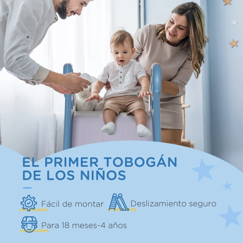 AIYAPLAY Tobogán para Niños 18-48 Meses Tobogán Infantil para Interior y Exterior 145x45x63 cm Azul y Gris