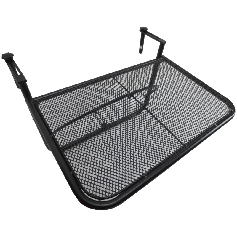 Outsunny Tavolo da Ringhiera con Ganci ad Altezza Regolabile su 3 Livelli, in Metallo, 60x56.5x45 cm, Nero