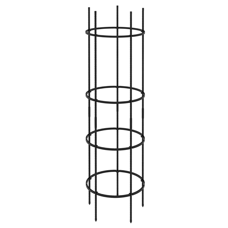 Outsunny Rankturm, Rankhilfe, versetzbare Ebenen, rostfreier Stahl, Ø50 x 195 cm, Schwarz