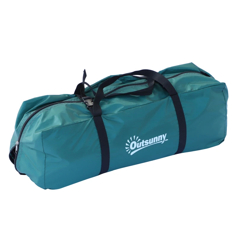 Outsunny Tente tipi camping 4 pers. max. - 2 grandes portes avec moustiquaires - structure acier - dim. 2,15L x 2,15l x 2H m polyester oxford vert