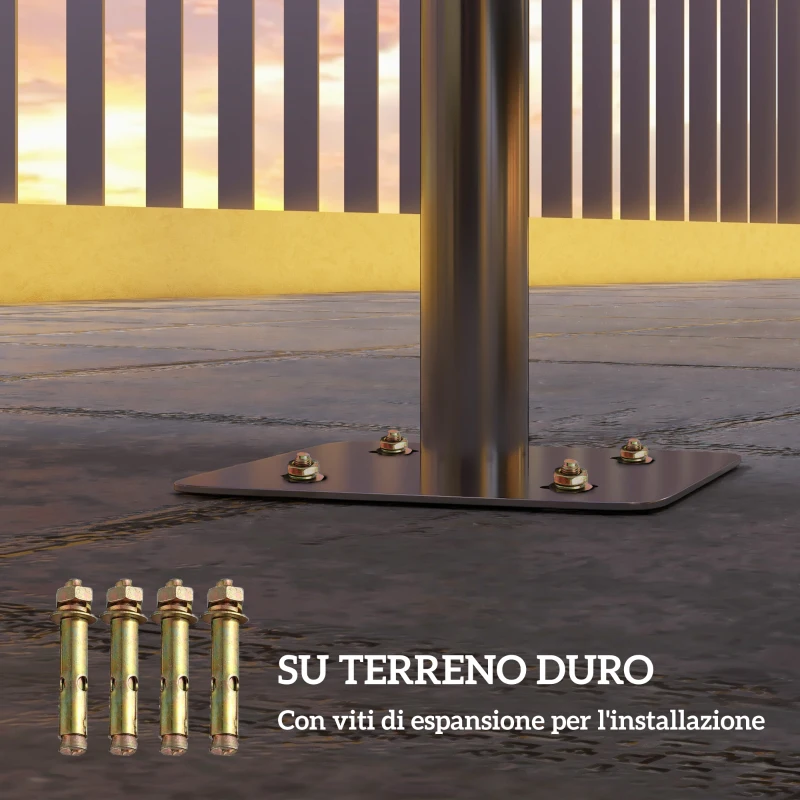 Outsunny Lampioncino da Giardino Impermeabile con Palo in Acciaio e Paralume Rotondo, Ø25x223Acm, Crema