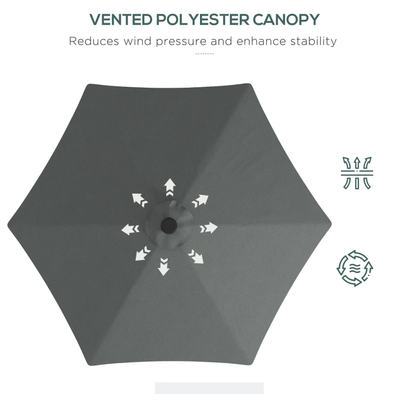 Outsunny 3(m) Solar LED Cantilever Parasol - Dark Grey