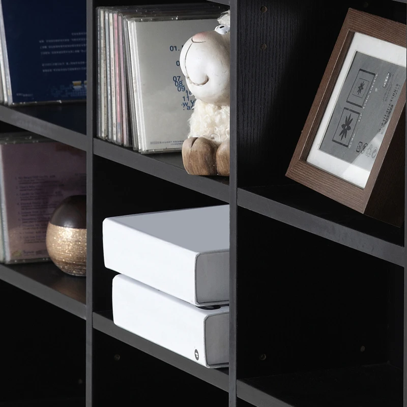 HOMCOM Rangements pour CD et DVD, étagère rangement, capacité max. 1116 CD/528 DVD, 36 compartiments et étagères réglables, pour bureau, salon, chambre, 102 x 23,5 x 195 cm, noir