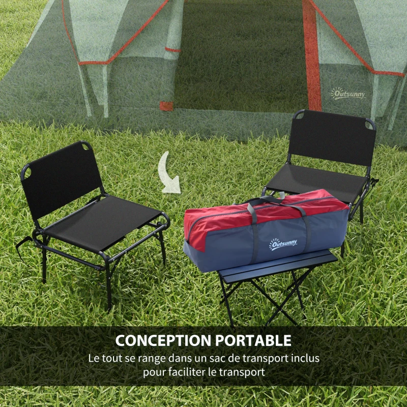 Outsunny Tente de camping familiale 5-6 pers. - tente tunnel étanche légère ventilée facile à monter - grande porte + 3 fenêtres - dim. 4,55L x 2,2l x 1,8H m fibre verre polyester oxford gris