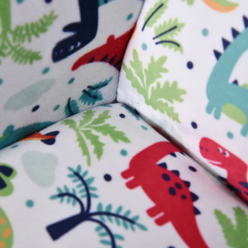 HOMCOM Sofá Infantil con Estampado de Dinosaurios con Respaldo y Reposabrazos Incorporados y Cómodo Acolchado Para +12 Meses 76x39x44 cm