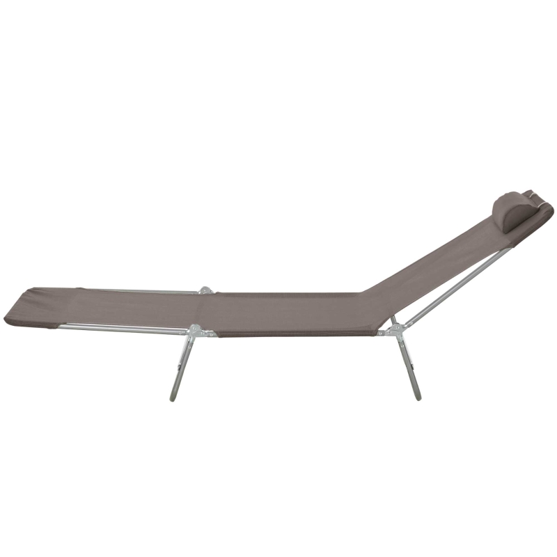 HOMCOM Chaise Longue Pliante Bain de Soleil inclinable transat textilène lit Jardin Plage 182L x 56l x 24,5H cm Chocolat