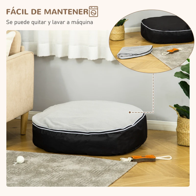 PawHut Cama para Perros y Gatos Lavable Colchón para Perros Medianos con Funda Desenfundable 80x72x18 cm Gris y Negro
