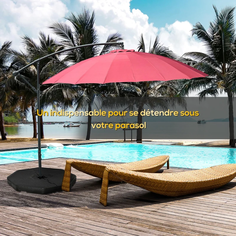 Outsunny Lot 4 pieds de parasol poids de supports pour parasol poids de lestage carré poignée pour parasol déporté polyéthylène - A remplir d'eau et de sable jusqu'à 140 kg - 109 x 109 x 10 cm noir