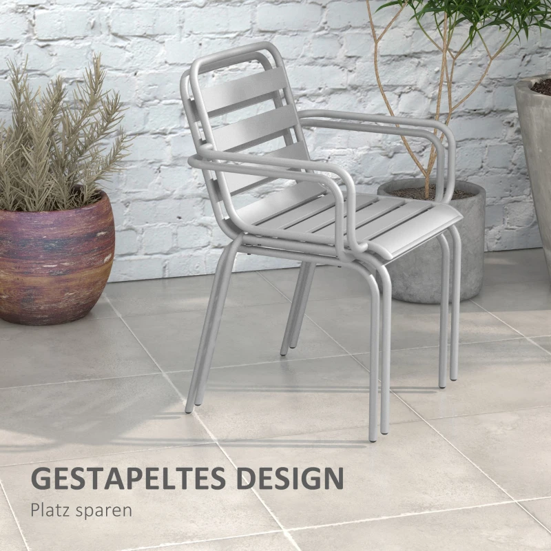 Outsunny 3teiliges Bistro-Set Balkonbistro-Set 2er-Bistroset, klappbar, modernes Desing, 51 x 58 x 78 cm, Hellgrau