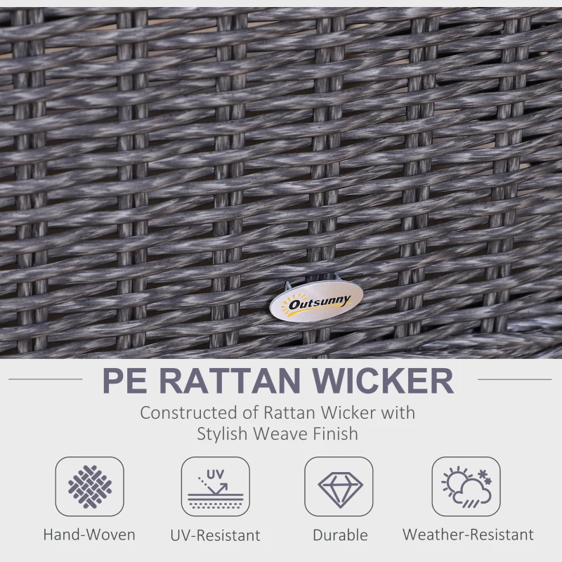 Outsunny 5PCS Deluxe Garden Rattan Furniture Sofa Chair & Stool Table Set  Patio Wicker Weave Furniture Set Aluminium Frame Fully-assembly - Grey