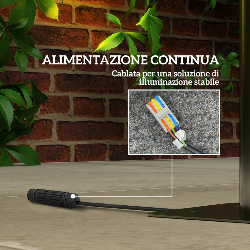 Outsunny Lampioncino da Giardino Impermeabile con Palo in Acciaio e Paralume Rotondo, Ø25x223Acm, Crema
