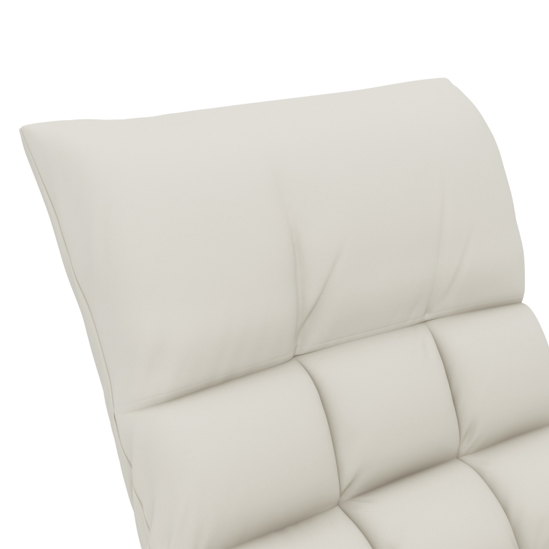 HOMCOM Silla Mecedora con Respaldo y Reposapiés Ajustables Mecedora de Salón Tapizado en Microfibra 60x134x70 cm Crema