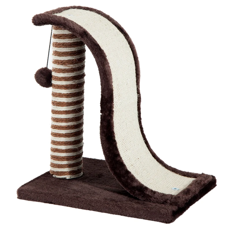 PawHut PawHut Árbol Rascador para Gatos tipo Centro de Juegos con Poste de Sisal Natural y Pelota para Jugar y Arañar 35x30x39cm Color Marrón
