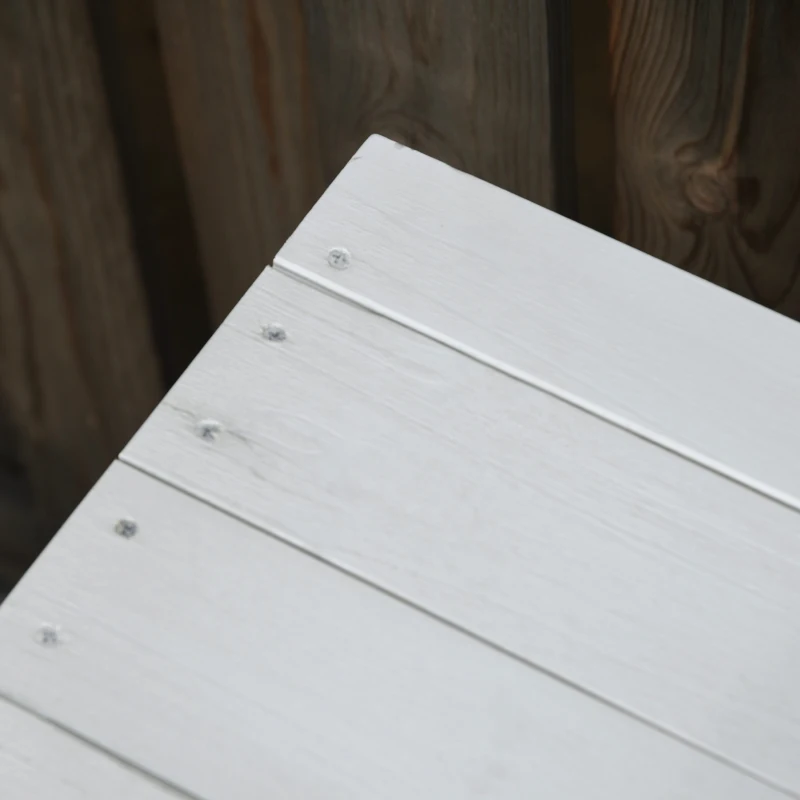 Outsunny Baúl de Almacenaje Exterior 284L Arcón de Jardín de Madera Impermeable con Tapa Abrible y Diseño Persiana 127x56x60 cm Blanco