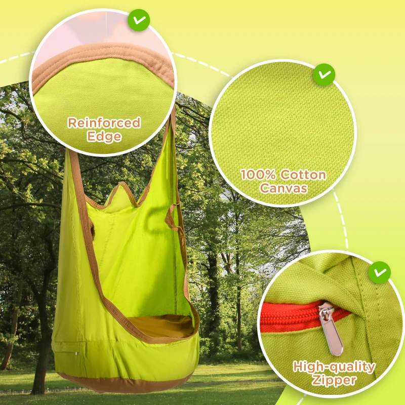 Outsunny Hanging Pod Swing Seat 100% Cotton Child Hammock Chair with Cushion Tent for Indoor Outdoor Garden
