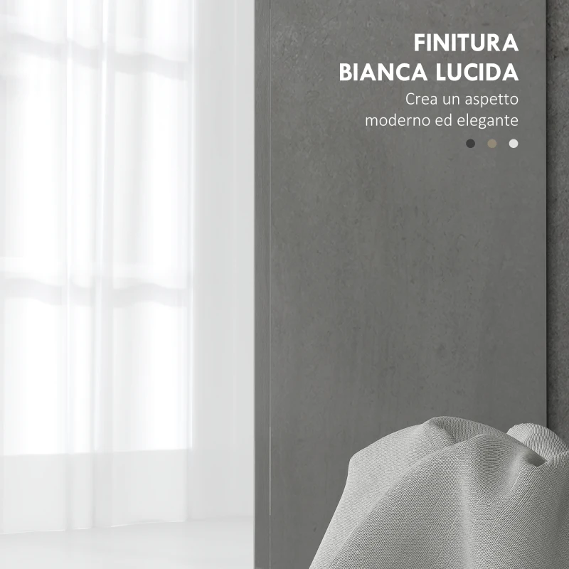 HOMCOM Mobile Sottolavabo Bagno con Armadietto 2 Ante e Ripiano Regolabile, 80x34x60 cm, Bianco Lucido