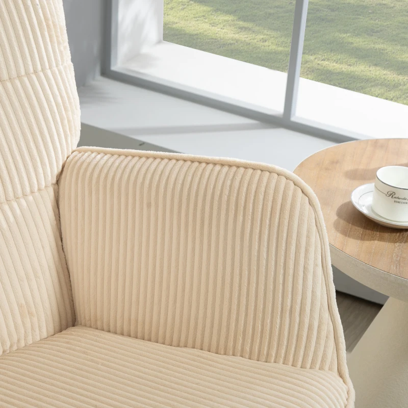 HOMCOM Vintage Schaukelstuhl, geschwungene Kufen, dicke Polsterung, Buchenholz & Stahl, Beige(m-9)