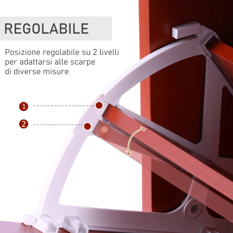 HOMCOM Scarpiera Salvaspazio 2 Cassetti 2 Ripiani Regolabili 60x24x80cm marrone rosso