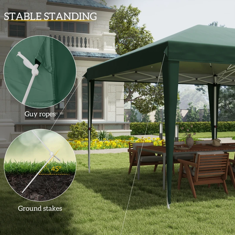 Outsunny Pop Up Gazebo 3 x 6m, Foldable Canopy Tent, Height Adjustable Wedding Awning Canopy w/ Carrying Bag, Green