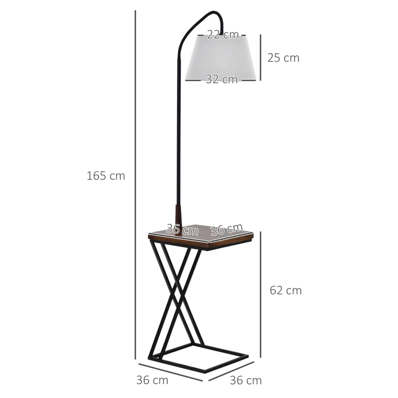 HOMCOM Lampada da Terra Moderna con Caricatore Wireless e Testa Flessibile per Soggiorno, Camera da Letto e Ufficio, 36x36x165 cm
