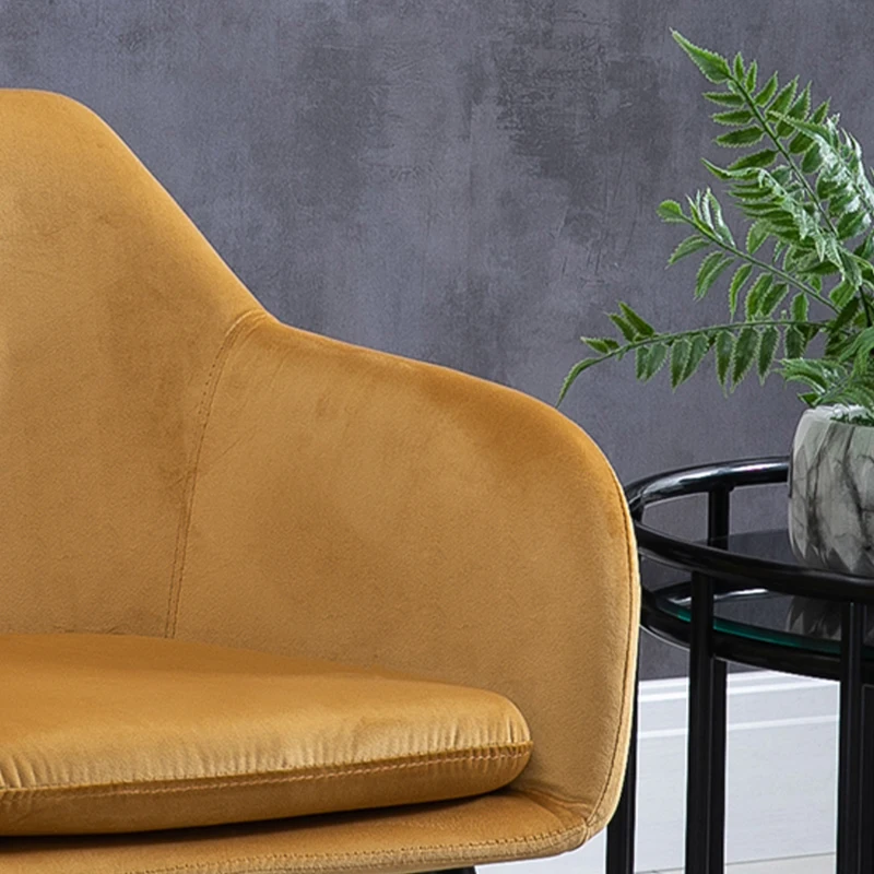 HOMCOM Set di 2 Sedie per Sala da Pranzo con Braccioli Imbottite e in Velluto, 54x56x74cm, Giallo