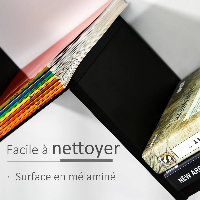 HOMCOM Etagères murale flottante - design contemporain en V - kit fixation inclus - panneaux particules noir