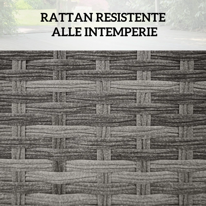 Outsunny Cesta Contenitore da Giardino e Casa in Rattan con Tessuto Interno, 57x34x62cm, Grigio