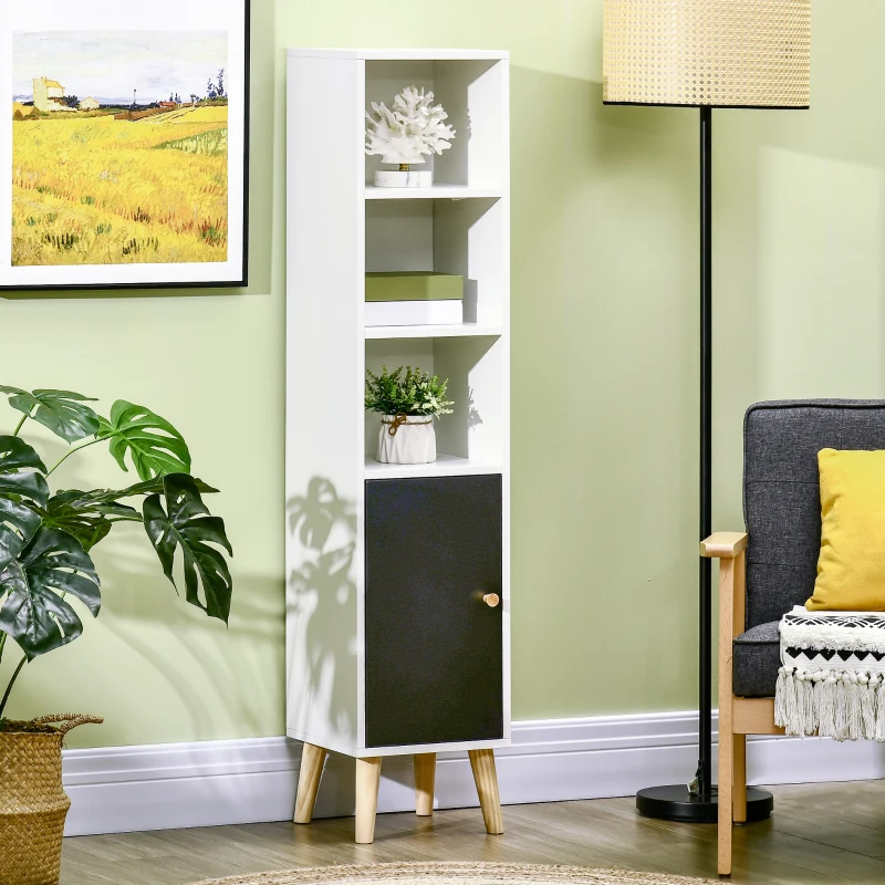 kleankin Bathroom Storage Cabinet, Bathroom Floor Standing Tallboy Unit with Adjustable Shelves and Cabinet, White