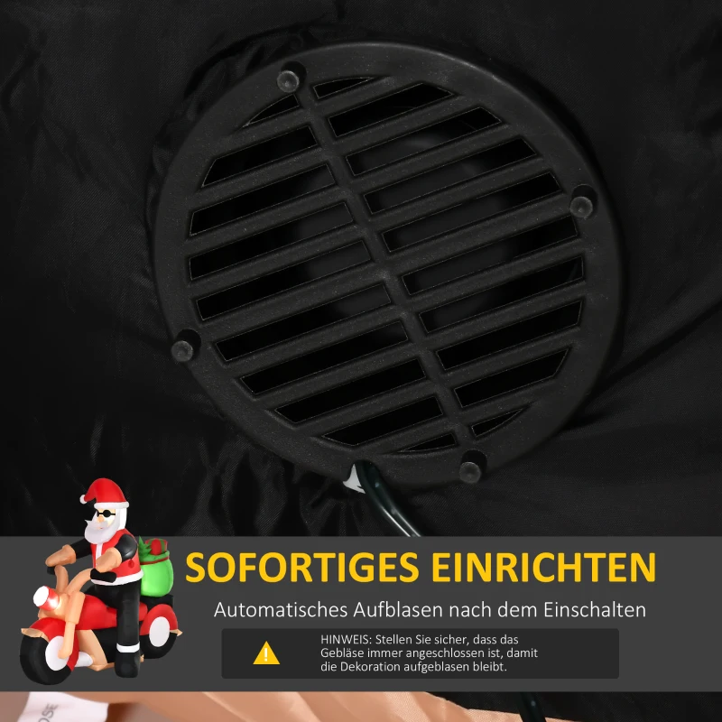 HOMCOM Weihnachtsdeko Aufblasbarer Weihnachtsmann Outdoor-Weihnachtsdekoration, inkl. Gebläse, 1,65 m, Rot + Weiß + Schwarz