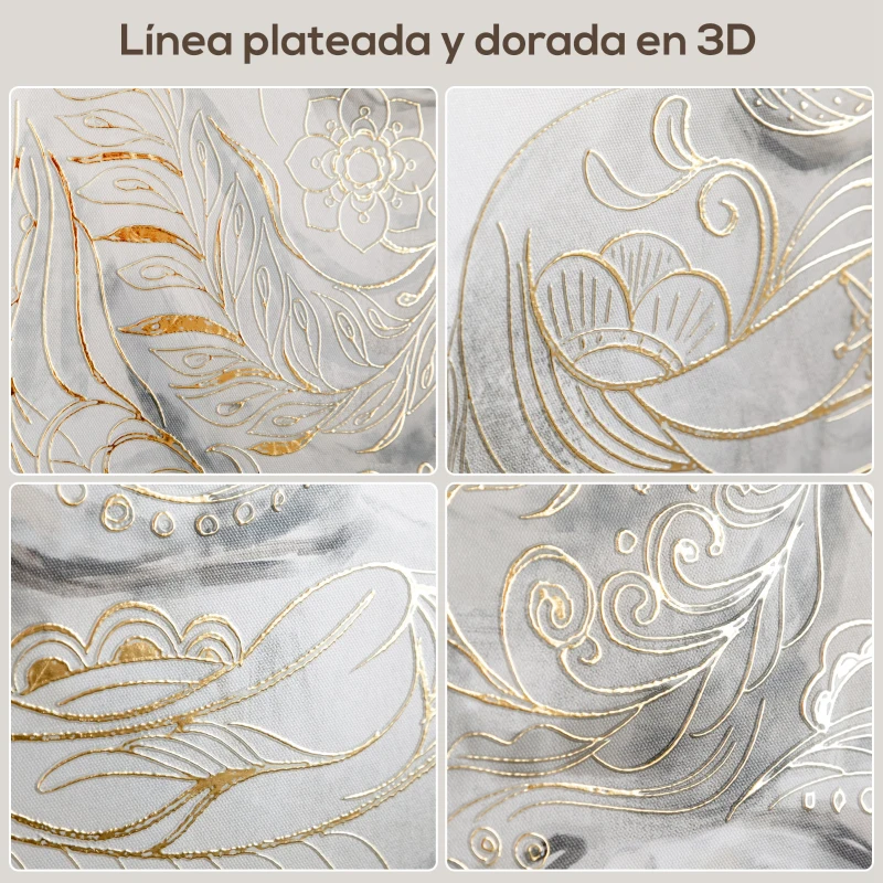 HOMCOM Cuadro en Lienzo de Buda con Textura Dorada para Decoración en Dormitorio Salón Cocina  83x83 cm Multicolor
