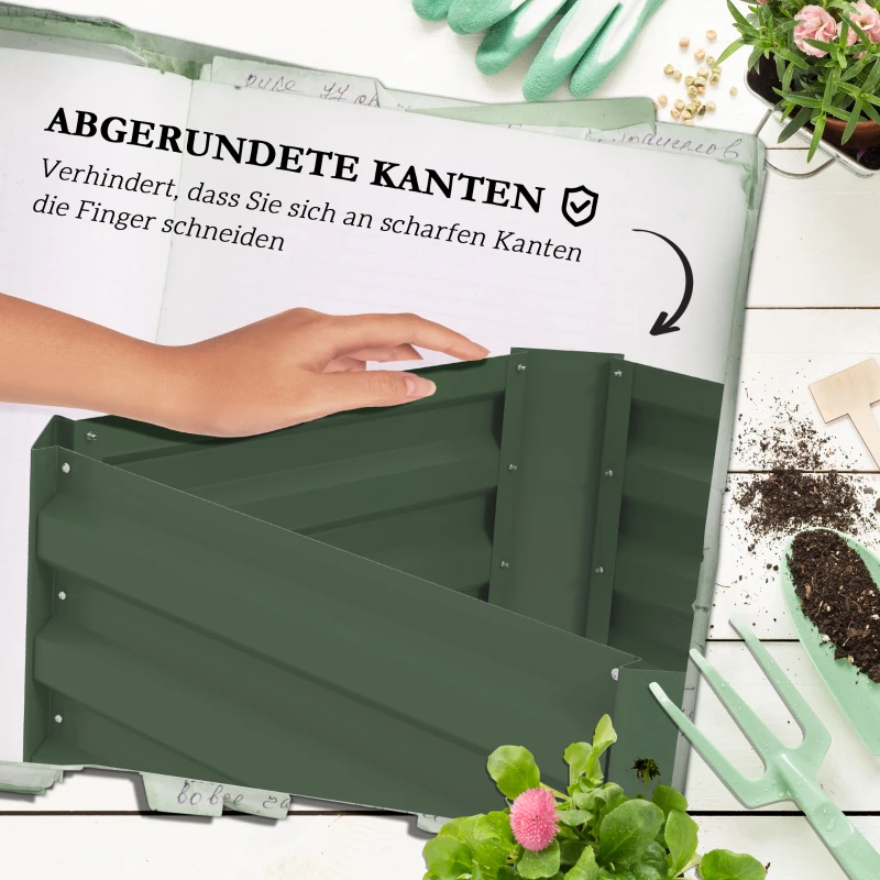 Outsunny Hochbeet mit Rankgitter Pflankasten mit Rankhilfe, offener Boden, wetterbeständig, 61 cm x 61 cm x 140 cm, Grün(m-6)