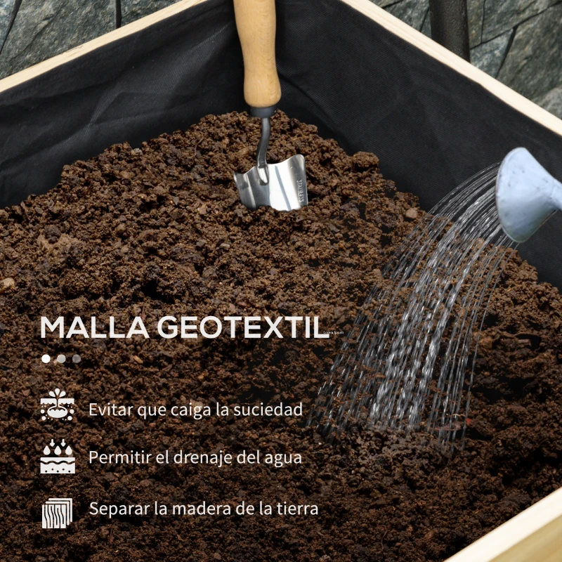 Outsunny Huerto Urbano Elevado con Ruedas 99x42x81 cm Jardinera de Cultivo con Tela no Tejida para Cultivo Plantas Flores Natural