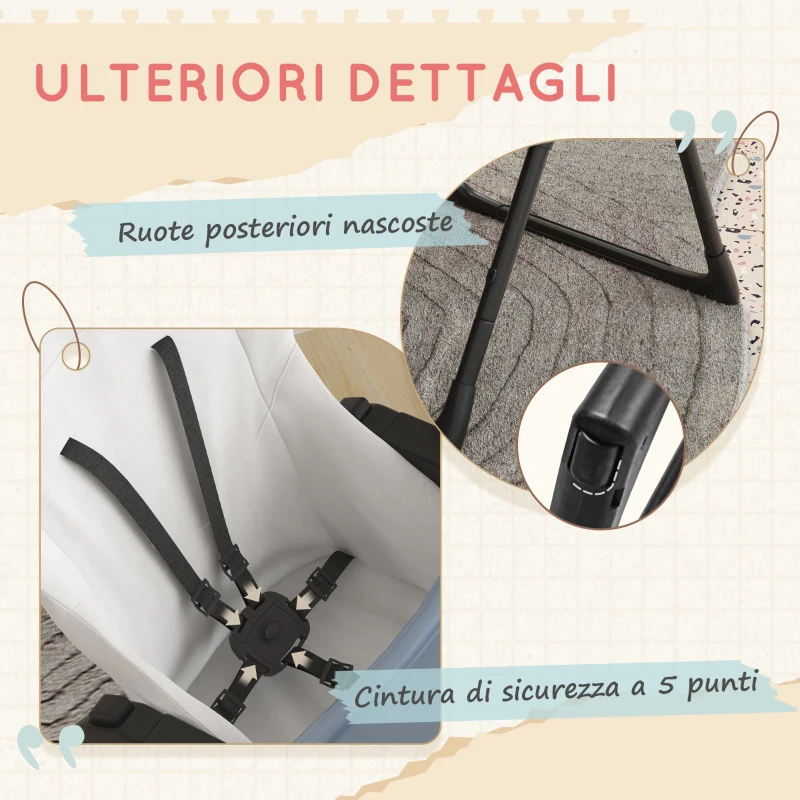 ZONEKIZ Seggiolone Pappa Pieghevole per Bimbi da 6-36 Mesi, Altezza Regolabile e Schienale Reclinabile, Nero e Bianco