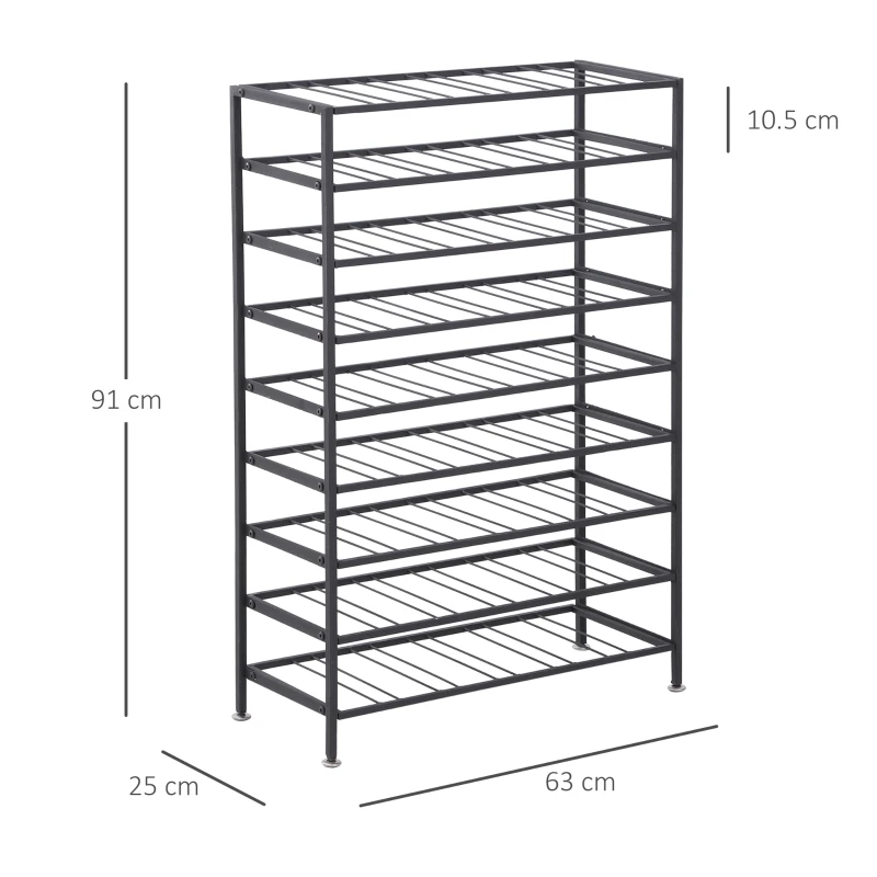 HOMCOM Scaffale Portabottiglie 6 Bottiglie su 9 Livelli, Totale: 54 in Acciaio Resistente all'Umidità Salvaspazio Nero 63x25x91cm 90kg(intero)