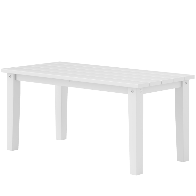 Outsunny Outdoor Garden Coffee Table, HDPE All-Weather Rectangular Outdoor Garden Table with Slatted Tabletop for Patio, Balcony, 91 x 44 x 42 cm, White