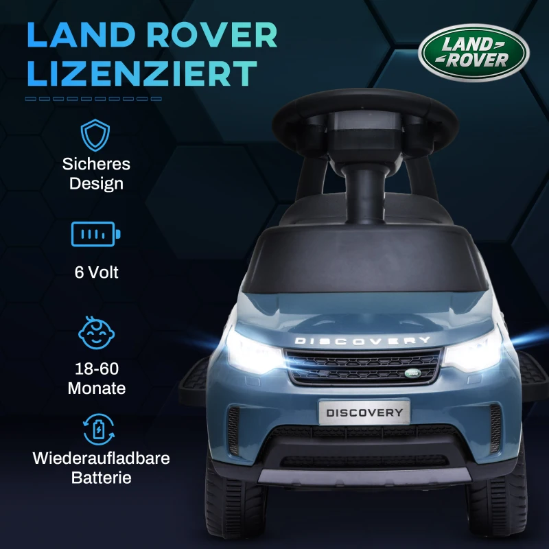 AIYAPLAY Elektro Kinderauto 6V, Land Rover, Fahr-/Schiebemodus, Scheinwerfer, Musik, Hellblau