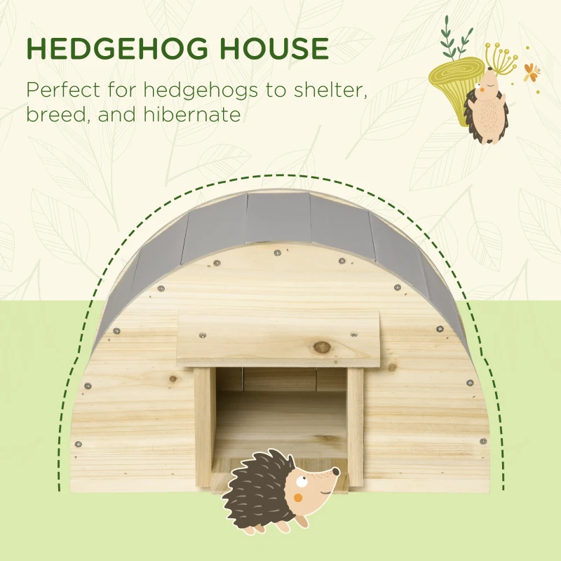 PawHut Hedgehog House, Small Animal Station, for Gardens - Natural Finish