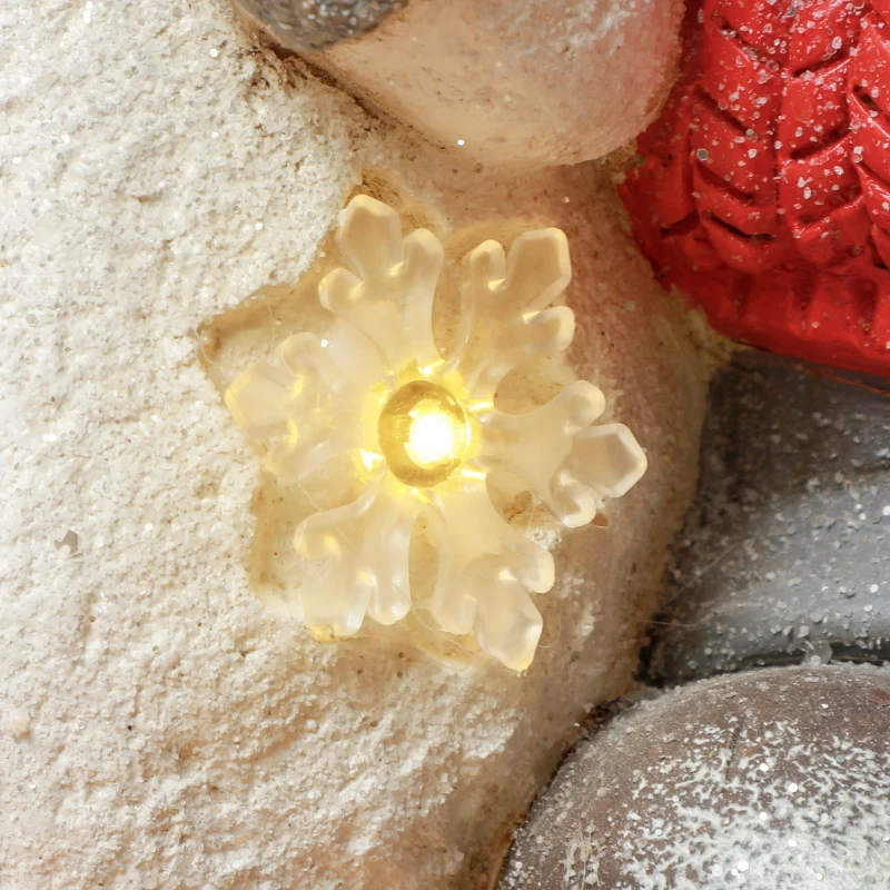 HOMCOM Wichtel mit Schneemann, Gartenzwerg, 4 LEDs, batteriebetrieben, 25 x 18 x 45,5 cm