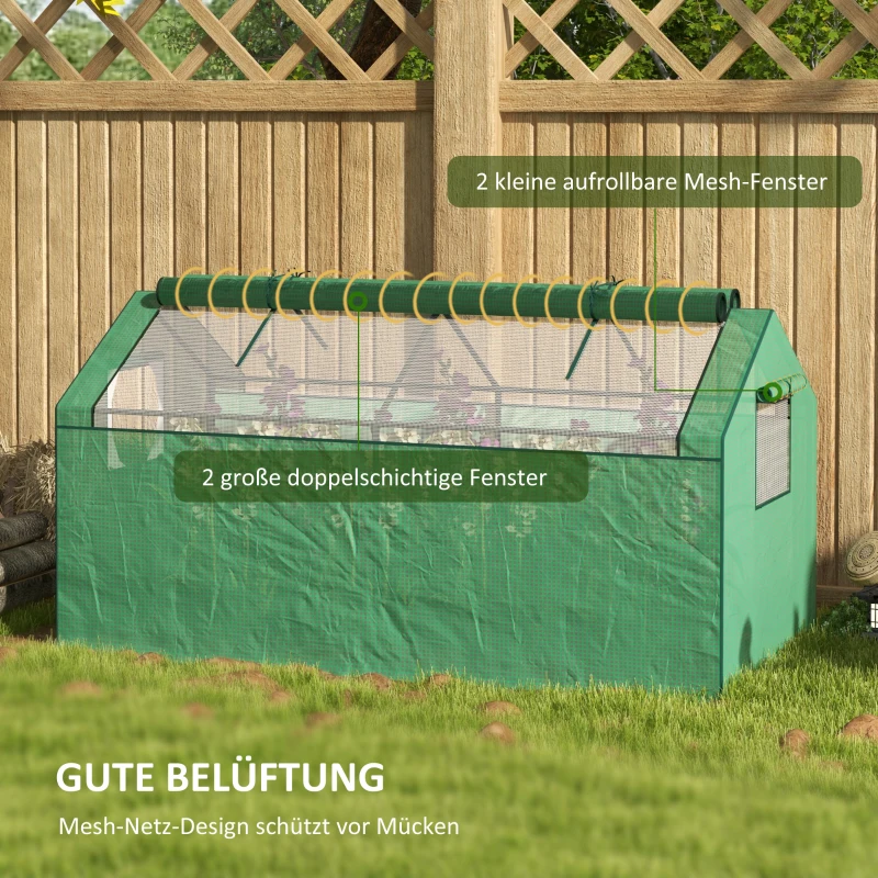 Outsunny Mini-Gewächshaus Frühbeet Foliengewächshaus, wetterbeständig, 180 x 92 x 92 cm, Grün